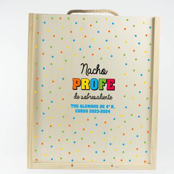 Caja madera personalizada 'Profe de sobresaliente'