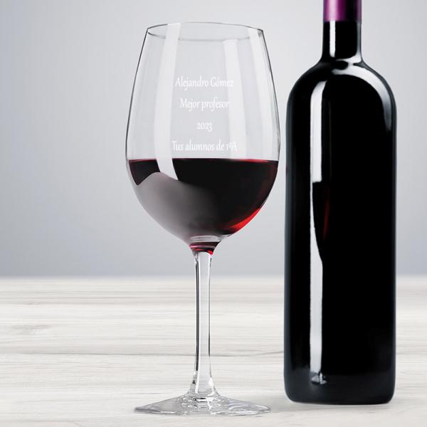 Copa de vino grabada para profesor