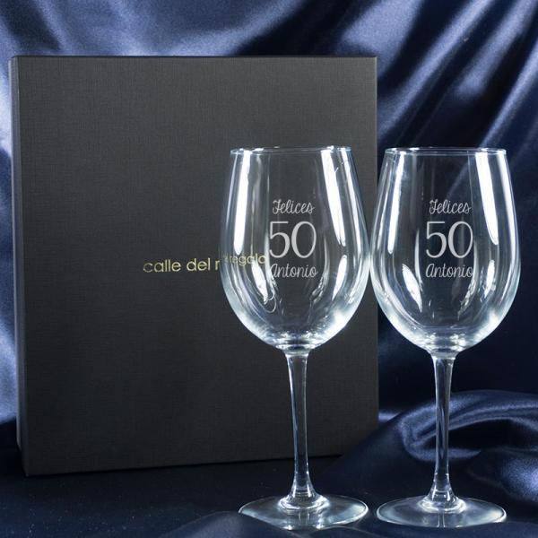 Copas de vino para cumpleaños grabadas