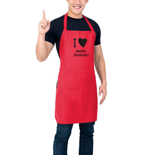 Delantal de cocina BIO bordado 'Amor'