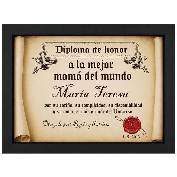 Diploma pergamino a la mejor madre