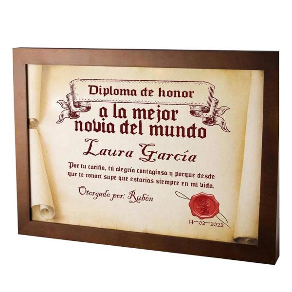 Diploma pergamino a la mejor novia