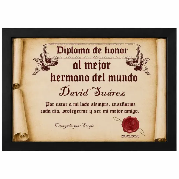 Diploma pergamino al mejor hermano