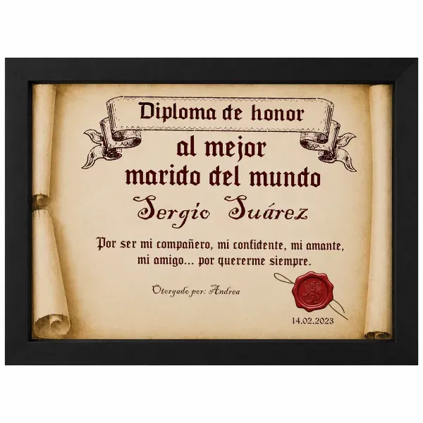 Diploma pergamino al mejor marido