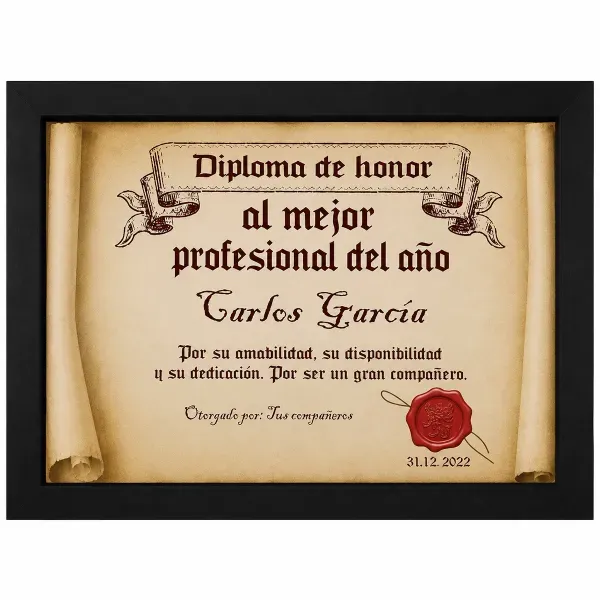 Diploma pergamino al mejor profesional