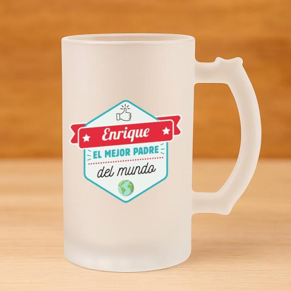 Jarra de cerveza personalizada 'Mejor Padre'
