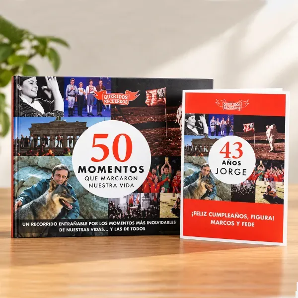 Libro '50 momentos que marcaron nuestra vida' con tarjeta