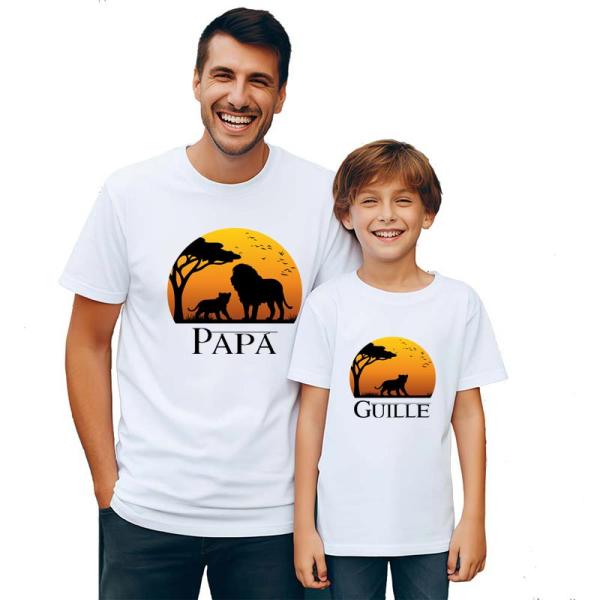 Pack camisetas padre e hijo personalizadas con nombre 'Leones'