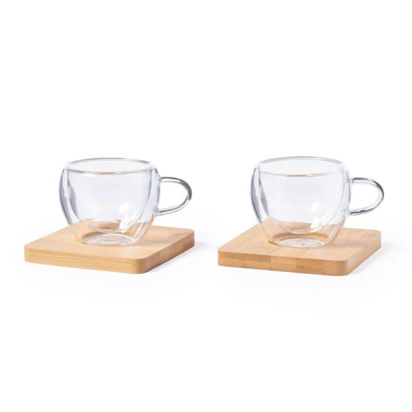 Pack de dos tazas de cristal y bambú