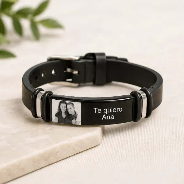 Pulsera grabada con foto para hombre
