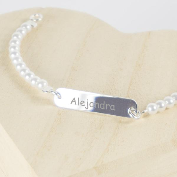 Pulsera de plata niña grabada