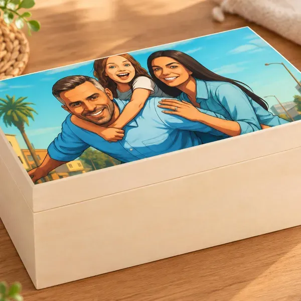 Retrato personalizado en caja de madera 