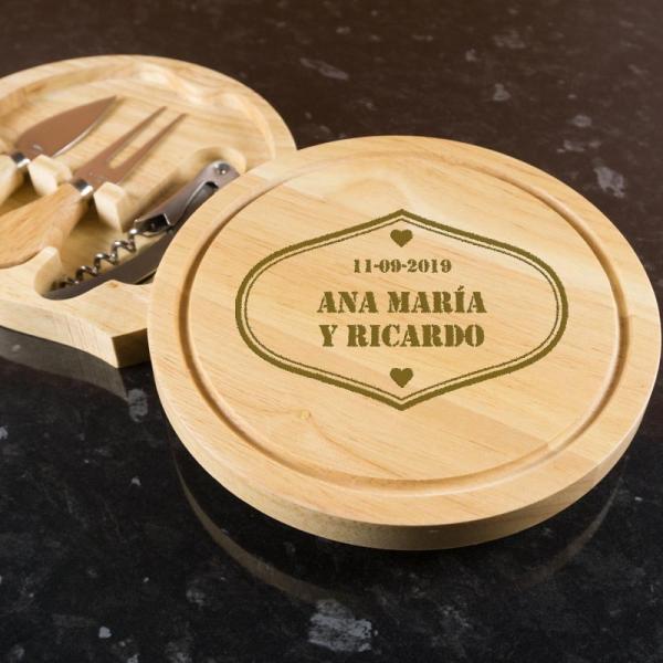 Tabla de quesos personalizada para pareja