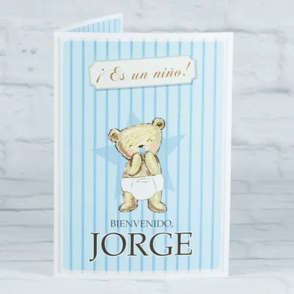 Tarjeta personalizada osito para nacimiento