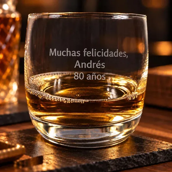 Vaso de Whisky grabado con texto