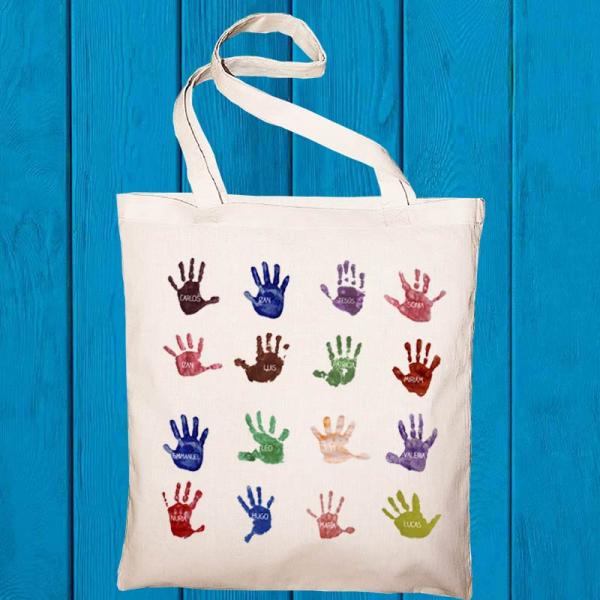 Bolsa tote personalizada para profe huellas