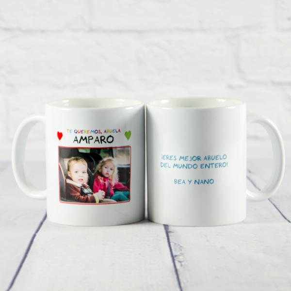 Taza personalizada Te queremos abuelo o abuela