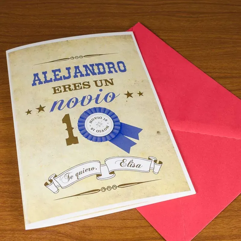 Tarjeta personalizada Novio 10 | Calledelregalo.es