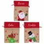 Regalos personalizados: Regalos bordados: Bolsa regalo de Navidad bordada efecto lino