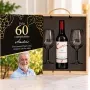 Regalos personalizados: Kits regalo: Caja de madera personalizada Cumplea&ntilde;os con vino Cune y copas