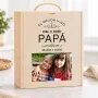 Regalos personalizados: Kits regalo: Caja de madera personalizada familiar con vino Cune y copa