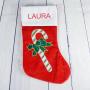 Regalos personalizados: Dise&ntilde;o y decoraci&oacute;n: Calcet&iacute;n Navide&ntilde;o bordado 'Bast&oacute;n de caramelo'