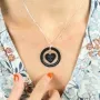 Regalos personalizados: Joyas personalizadas: Colgante disco y coraz&oacute;n de plata personalizado