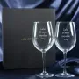Regalos personalizados: Cristaler&iacute;a personalizada: Copas de vino grabadas con mensaje