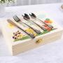 Regalos personalizados: Cubiertos personalizados: Cubiertos infantiles personalizados en caja de madera