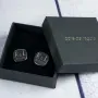 Regalos personalizados: Regalos con nombre: Gemelos cuadrados de plata grabados
