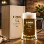 Regalos personalizados: Cristaler&iacute;a personalizada: Jarra de cerveza a&ntilde;o de nacimiento con estuche