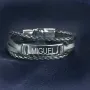 Regalos personalizados: Joyas personalizadas: Pulsera grabada de acero y piel