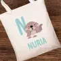 Regalos personalizados: Regalos con nombre: Bolsa tote BIO personalizada 'alfabeto animal'
