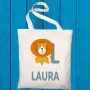 Regalos personalizados: Regalos con nombre: Bolsa tote BIO personalizada 'alfabeto animal'