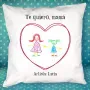 Regalos personalizados: Dise&ntilde;o y decoraci&oacute;n: Coj&iacute;n personalizado coraz&oacute;n con dibujo de tu hijo