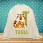 Regalos personalizados: Regalos con nombre: Mochila de cuerdas BIO personalizada 'alfabeto animal'