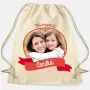 Regalos personalizados: Regalos con nombre: Mochila de cuerdas BIO personalizada con foto