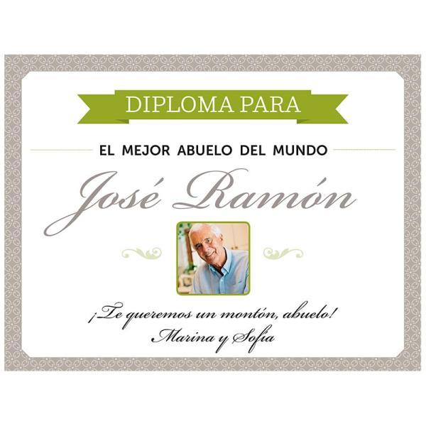 Diploma para el mejor abuelo con foto