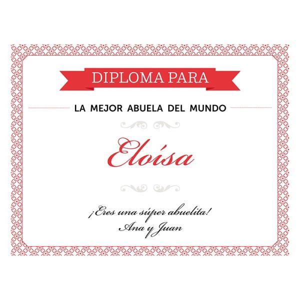 Diploma personalizado para la mejor abuela