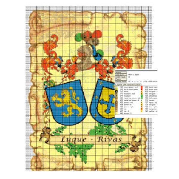 Esquema de dos apellidos a punto de cruz