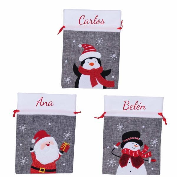 Bolsa regalo de Navidad bordada