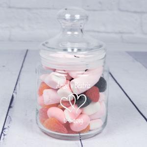 Bombonera de cristal para pareja grabado