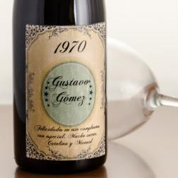 Botella de vino cumpleaños vintage