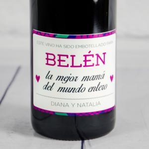 Botella de vino la mejor mamá personalizada