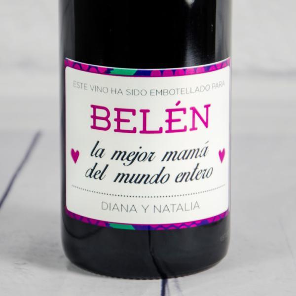Botella de vino la mejor mamá personalizada