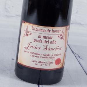 Botella de vino personalizada 'Diploma de honor'