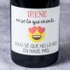 Bebidas personalizadas: Botella de vino personalizada emoticono enamorado