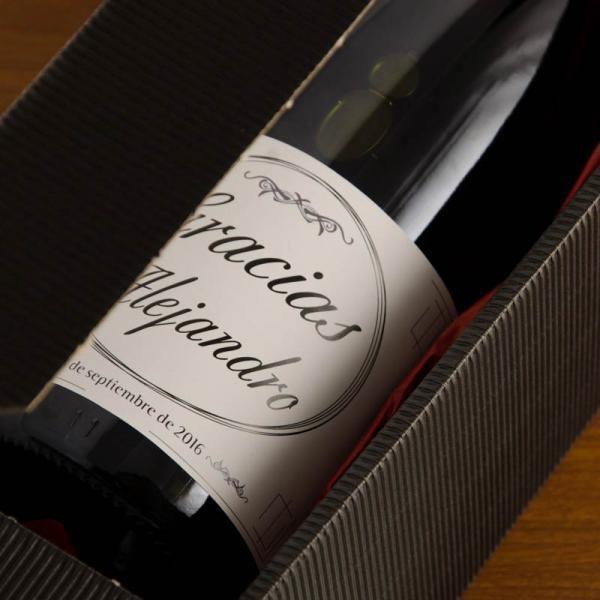 Botella de vino personalizada 'Gracias'