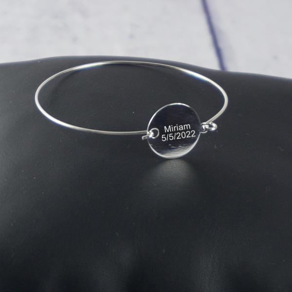 Brazalete de plata 'Comunión' personalizado con texto