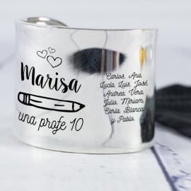 Brazalete de plata divertido personalizado para profe